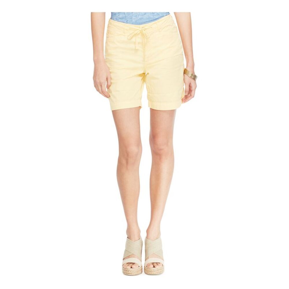 LAUREN JEAN CO. Womens Beige Zippered Pocketed Drawstring Waist Chino Shorts 16